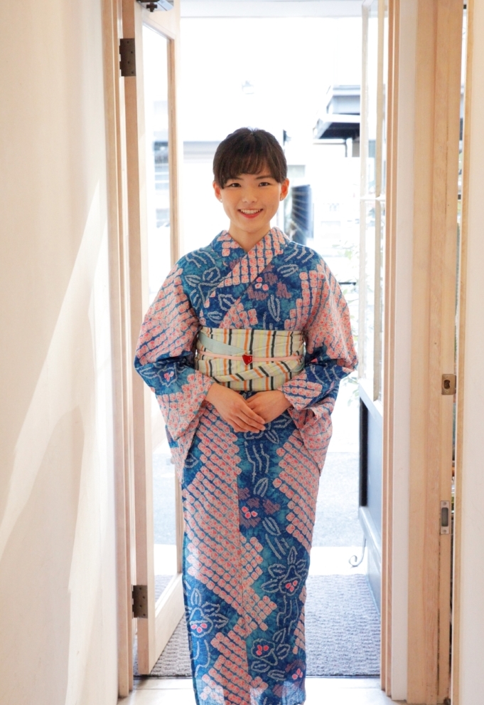 青地絞り浴衣＊着付け、ヘアアレンジ〉 - きもの六花（ricca