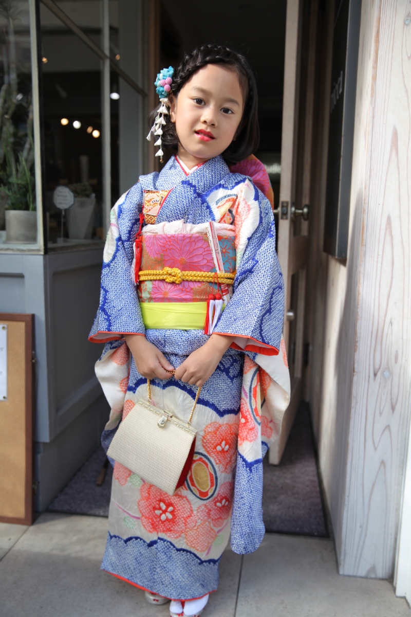 七五三 7歳の女の子のお振袖コーディネート ハーフ成人式や卒業式にも