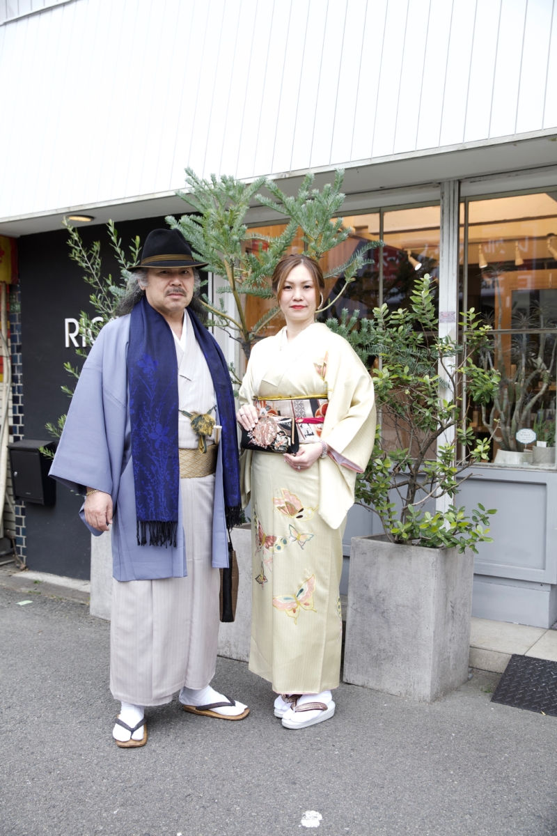 レンタルきもの 結婚式へ ご夫婦で着物コーディネート きもの六花 Ricca 大阪市北区中崎町 和裁 着付け