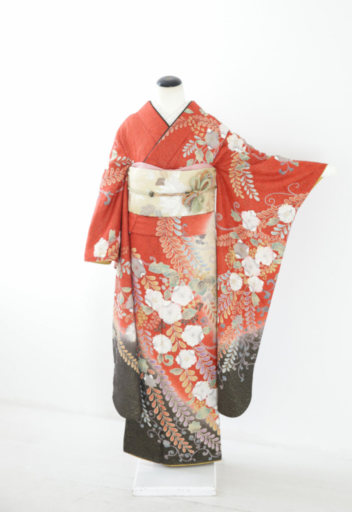 赤地辻が花振袖