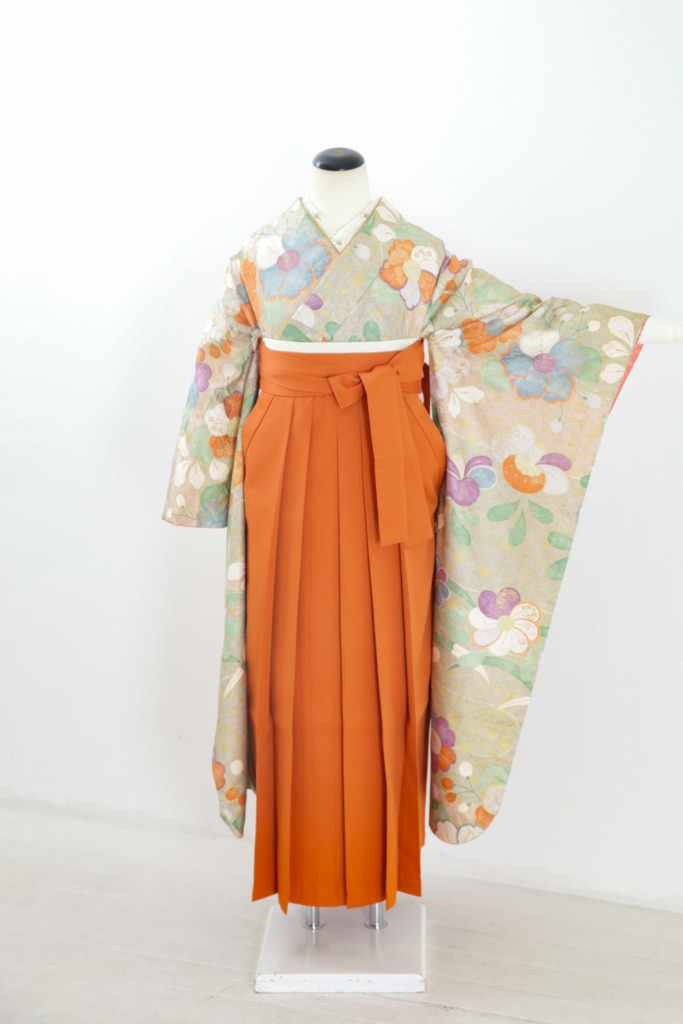 グレー金箔に花振袖