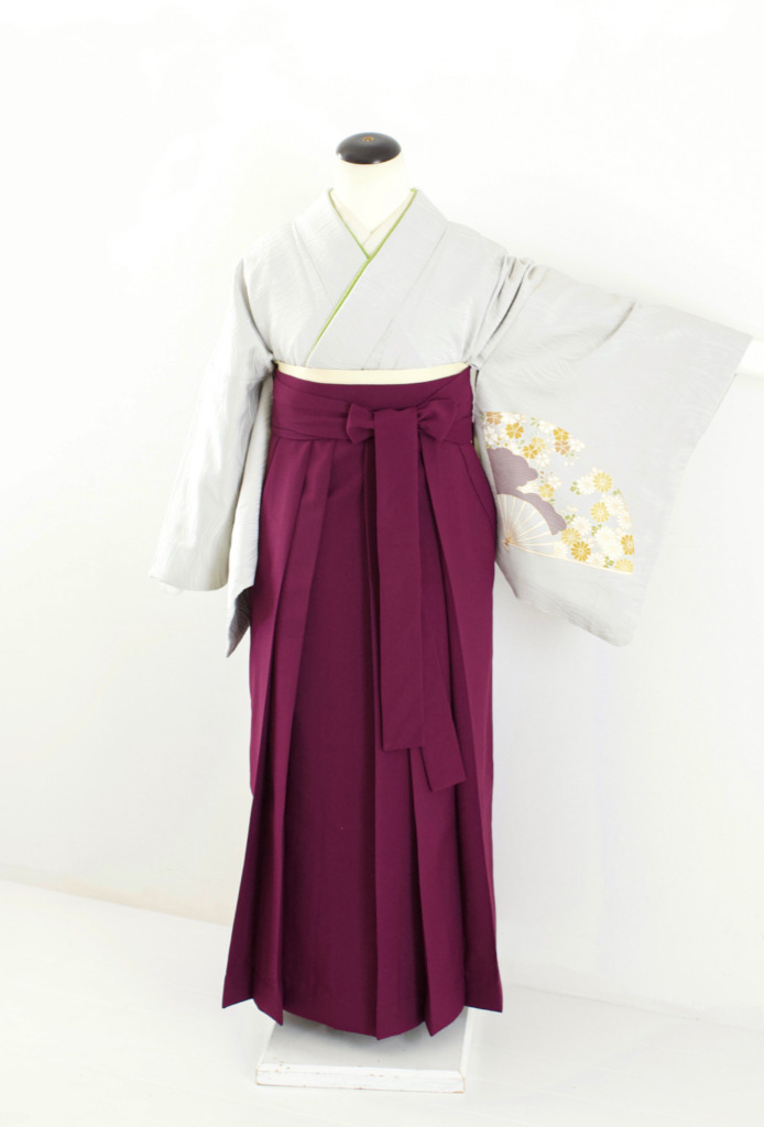 グレー扇訪問着