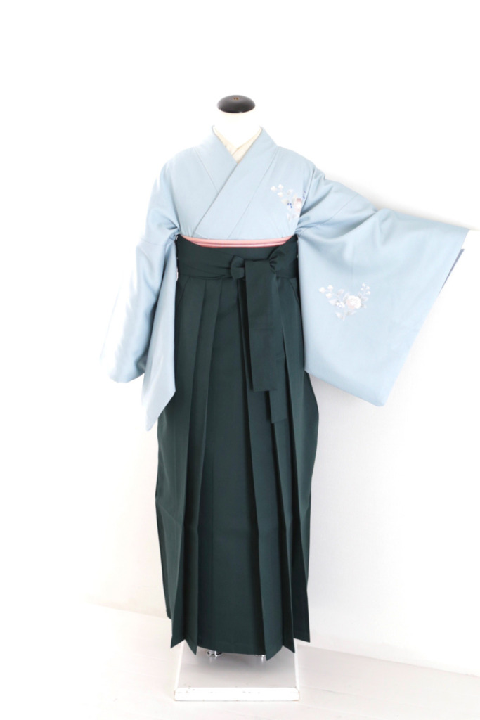 薄水色洋花訪問着