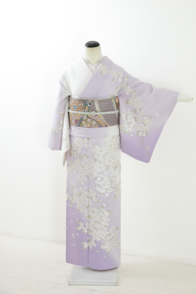 薄紫桜総刺繍