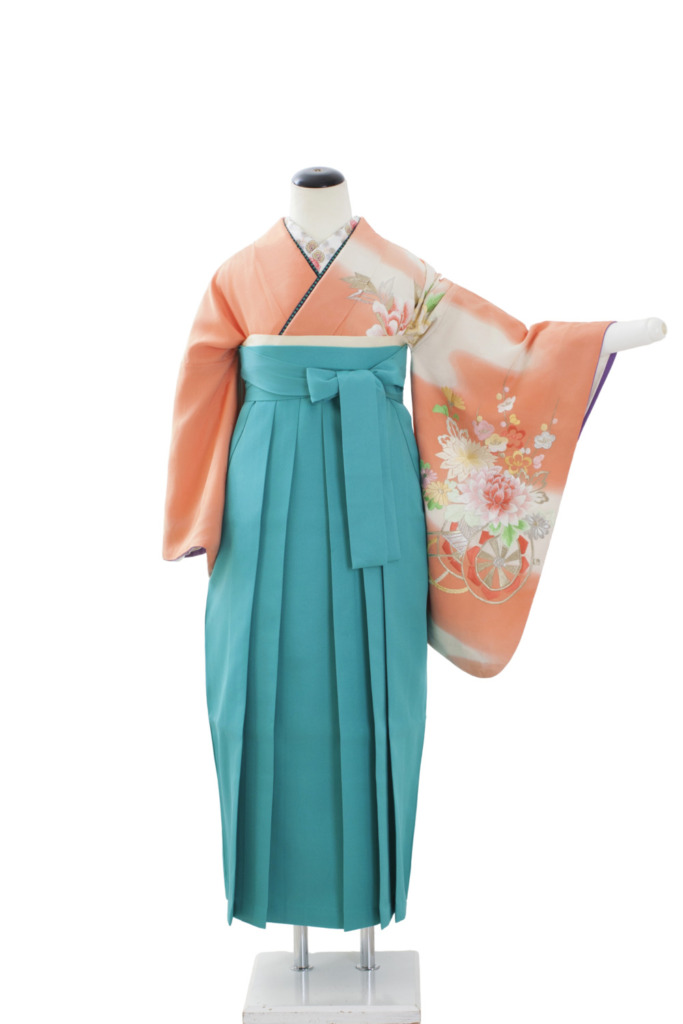 薄オレンジ鳳凰に花車中振袖