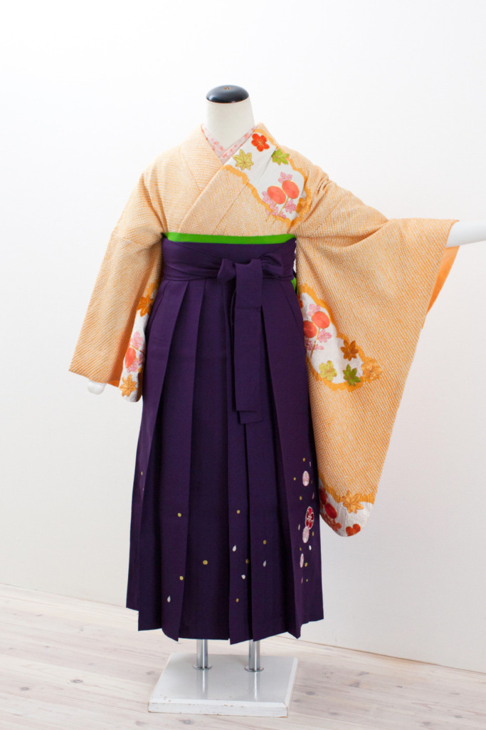 オレンジ総絞り花刺繍中振袖