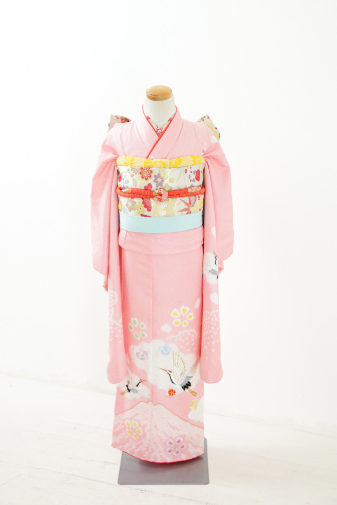 ピンク地富士に鶴《B》