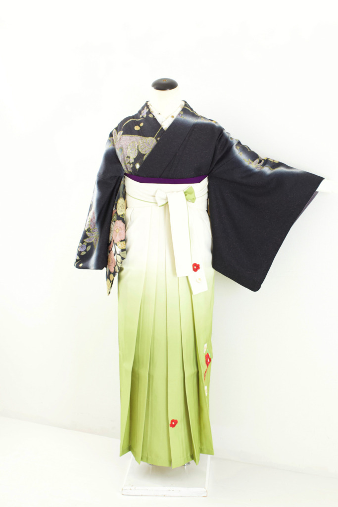 黒地花柄訪問着